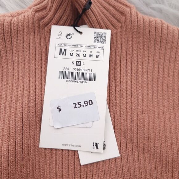 Zara Turtleneck Sleeveless Ribbed Sweater Top Womens Size Medium - Picture 7 of 9